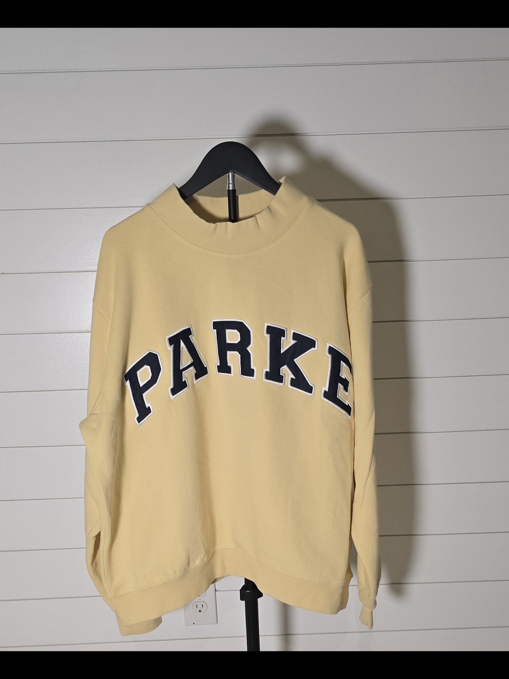 Parke Cake Batter Peel/Denim Oversized Varisity Heritage Mockneck L/XL